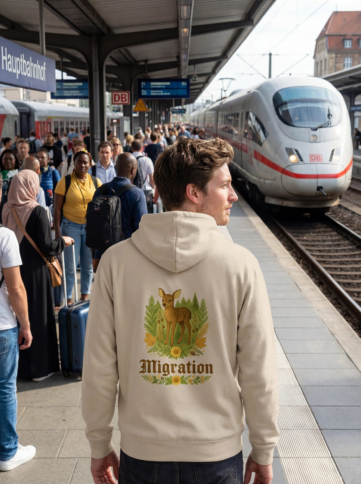 Binnerwear - Rehmigration hell Rückenprint - Unisex-Kapuzenpullover