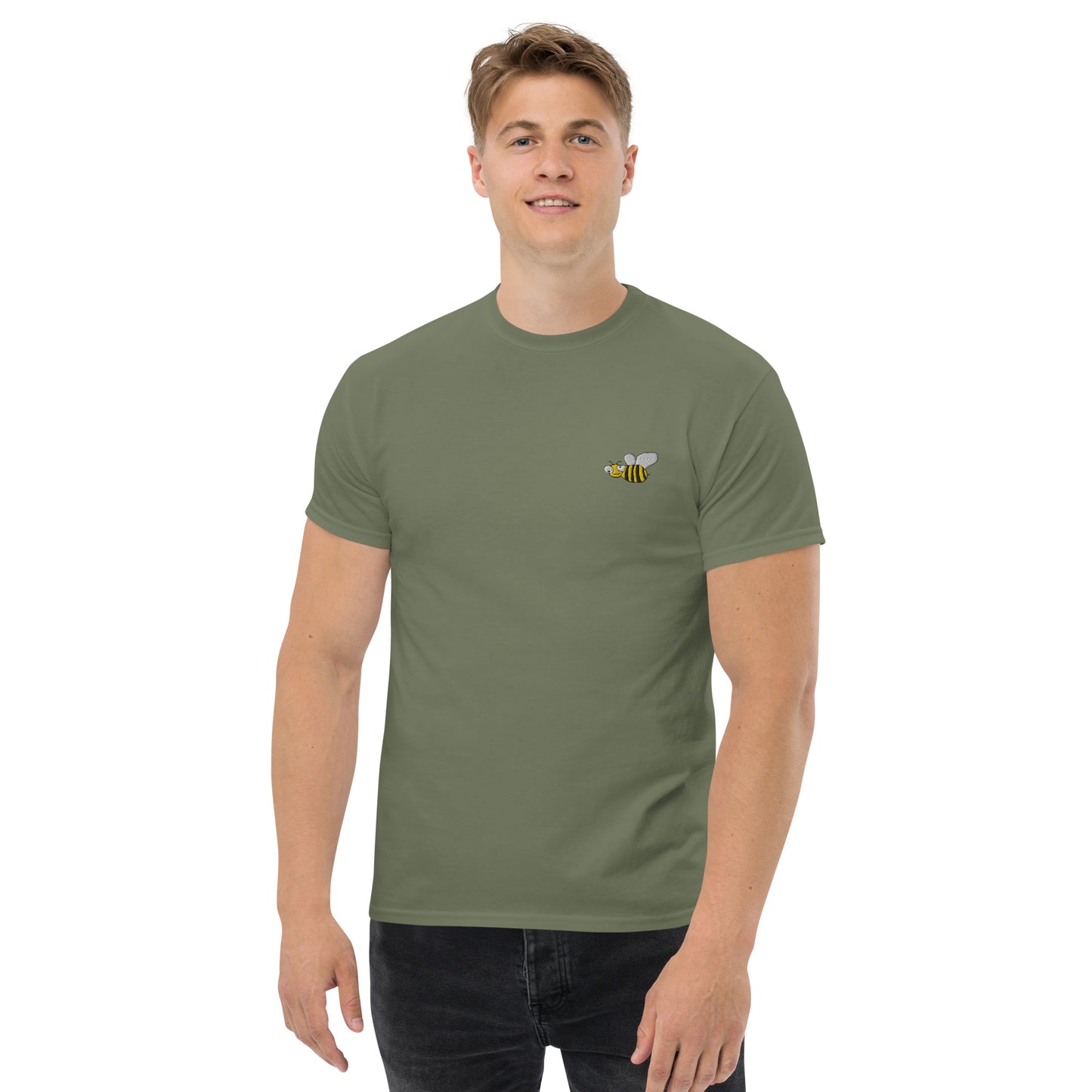 Honeycomb - Bee Embroidery [Chest] - T-Shirt