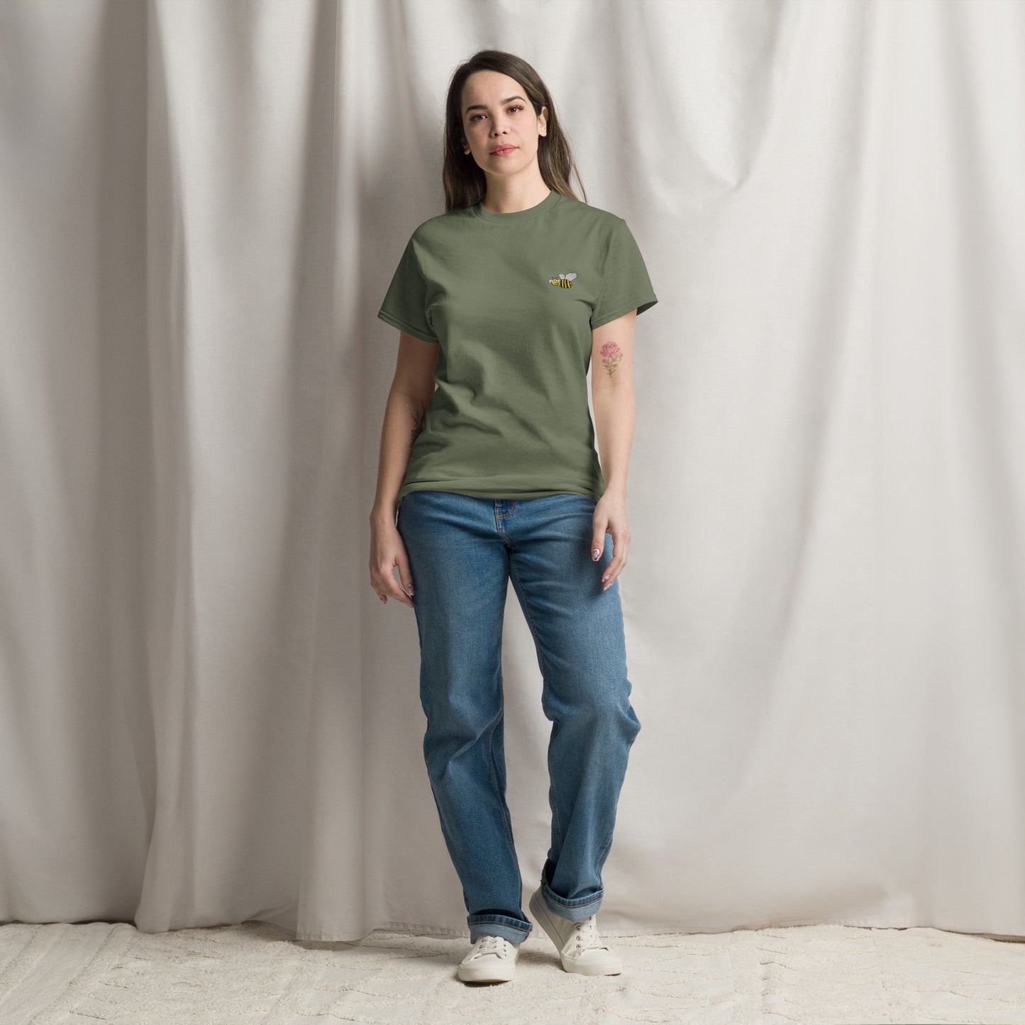 Honeycomb - Bee Embroidery [Chest] - T-Shirt
